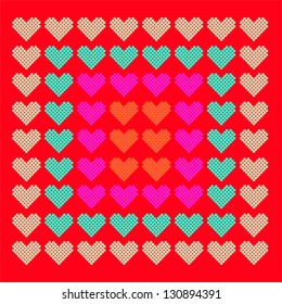 Vector of the colorful multiple small hearts, can be used as background.