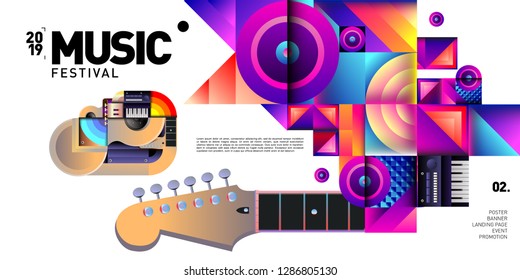 Vector Colorful Music Festival Event Banner Stock Vector (Royalty Free ...