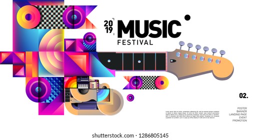 Vector Colorful Music Festival for Event Banner and Poster. Colorful Geometric Abstract Background Template in Eps10.