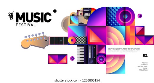 Vector Colorful Music Festival for Event Banner and Poster. Colorful Geometric Abstract Background Template in Eps10.