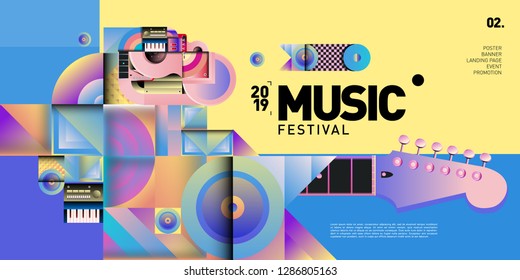 Vector Colorful Music Festival for Event Banner and Poster. Colorful Geometric Abstract Background Template in Eps10.
