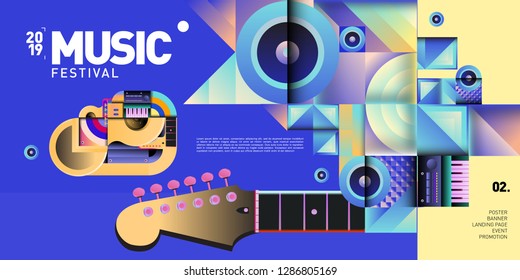 Vector Colorful Music Festival for Event Banner and Poster. Colorful Geometric Abstract Background Template in Eps10.