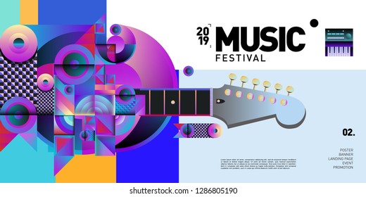 Vector Colorful Music Festival for Event Banner and Poster. Colorful Geometric Abstract Background Template in Eps10.