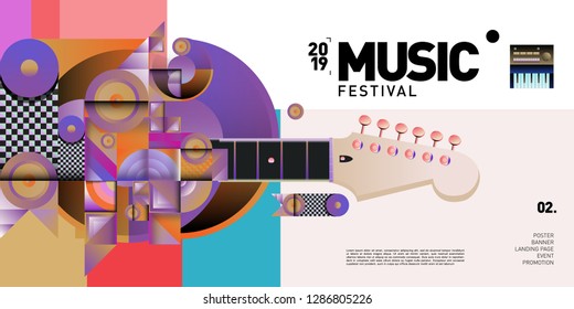 Vector Colorful Music Festival for Event Banner and Poster. Colorful Geometric Abstract Background Template in Eps10.