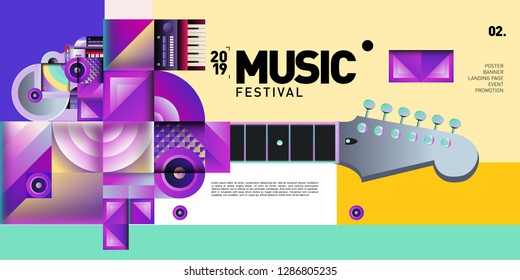 Vector Colorful Music Festival for Event Banner and Poster. Colorful Geometric Abstract Background Template in Eps10.