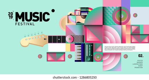 Vector Colorful Music Festival for Event Banner and Poster. Colorful Geometric Abstract Background Template in Eps10.