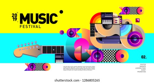 Vector Colorful Music Festival for Event Banner and Poster. Colorful Geometric Abstract Background Template in Eps10.