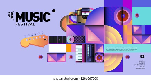 Vector Colorful Music Festival for Event Banner and Poster. Colorful Geometric Abstract Background Template in Eps10.