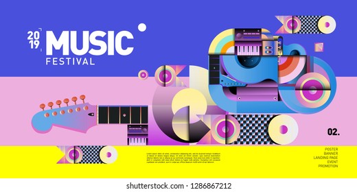 Vector Colorful Music Festival for Event Banner and Poster. Colorful Geometric Abstract Background Template in Eps10.