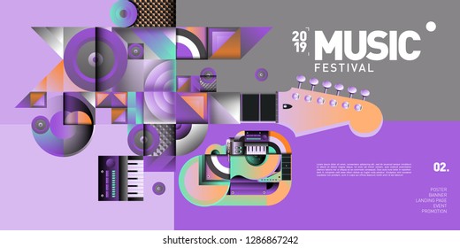 Vector Colorful Music Festival Event Banner Stock Vector (Royalty Free ...