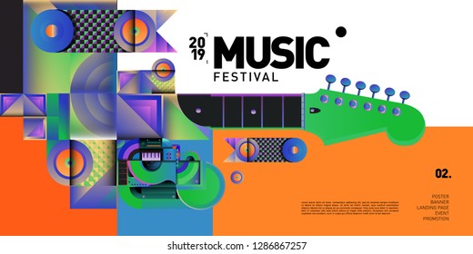 Vector Colorful Music Festival for Event Banner and Poster. Colorful Geometric Abstract Background Template in Eps10.
