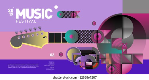 Vector Colorful Music Festival for Event Banner and Poster. Colorful Geometric Abstract Background Template in Eps10.
