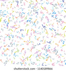 Vector colorful music notations background element in flat style