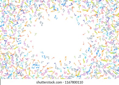 Vector colorful music notations background element in flat style