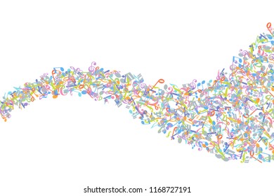 Vector colorful music notations background element in flat style