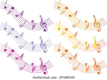 vector colorful music note line