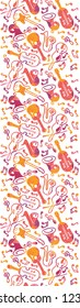 Vector colorful musical instruments seamless pattern background with hand drawn elements