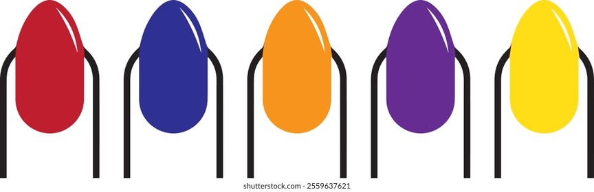 vector colorful nail, finger drawing design