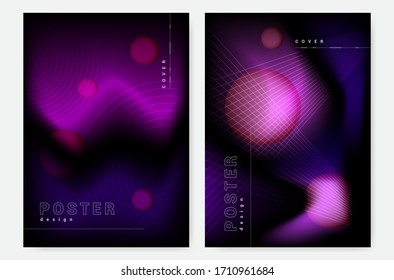 Vector colorful neon poster set.  Applicable for banner design, cover.