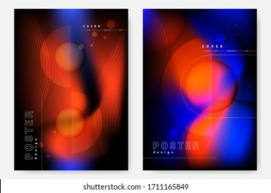 Vector colorful neon poster set.  Applicable for banner design, cover.