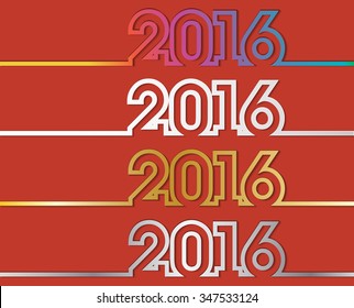 Vector colorful new year inscription 2016 sign