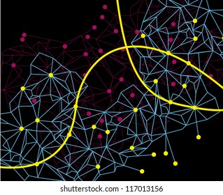 Vector Colorful Night Abstract Background with Crossing Lines