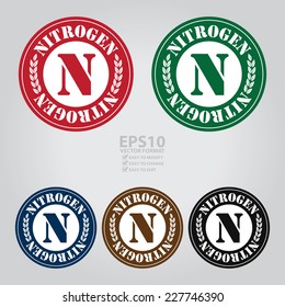 Vector : Colorful Nitrogen Icon, Sticker or Label for Fertilizer Package