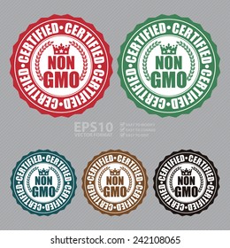 Vector: Colorful Non GMO Certified Icon, Sticker, Badge, Tag or Label