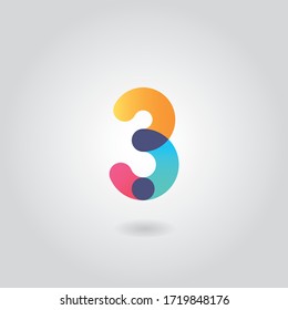 Vector colorful number three logo design template	