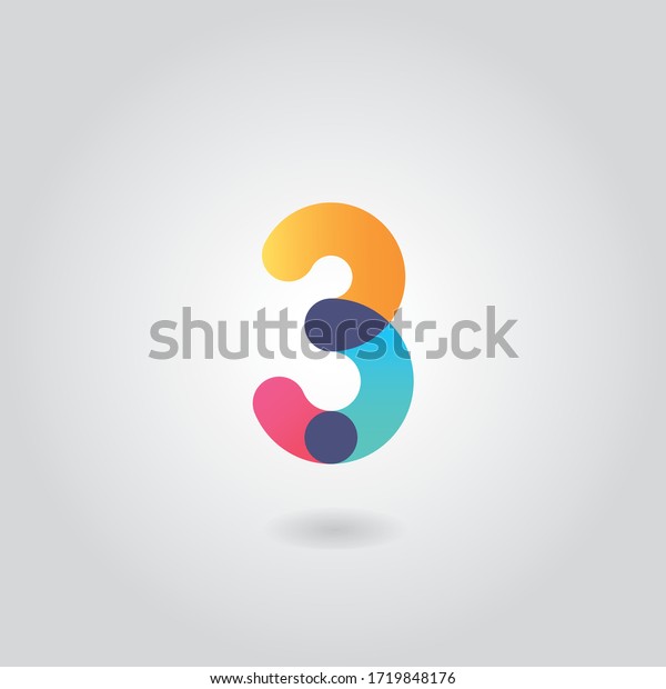 Vector\
colorful number three logo design\
template	