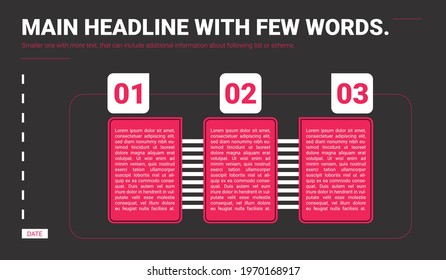 Vector colorful numbered list template with three items, infographics template, process, the steps or stages 