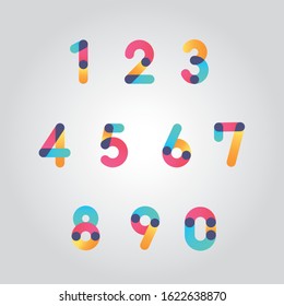 Vector colorful numbers set, From zero to nine