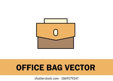 Vector of colorful office bag icon. Isolated on white background. 