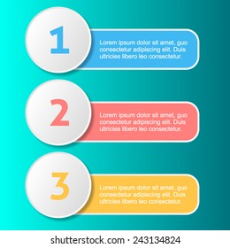 Vector colorful one two three options progress banners