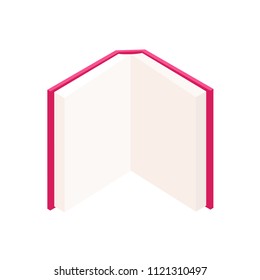Vector Colorful open book standing up in Isometric.Education Infographic Design with Blank vertical open book template with spreading pages standing on white background