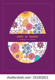 Vector colorful oriental flowers Easter egg silhouette frame card template
