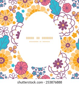 Vector colorful oriental flowers Easter egg sillhouette frame card template