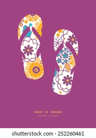 Vector colorful oriental flowers flip flops silhouettes pattern frame