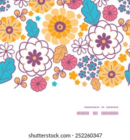 Vector colorful oriental flowers horizontal frame seamless pattern background