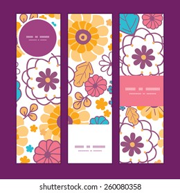 Vector colorful oriental flowers vertical banners set pattern background