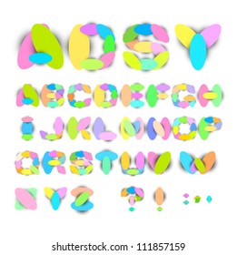 vector colorful oval-shaped alphabet