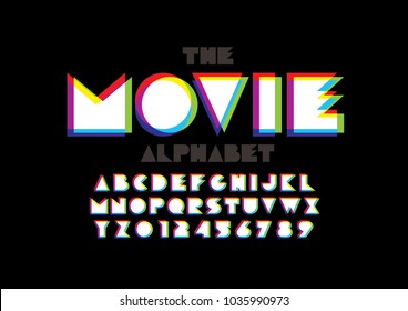 Vector of colorful overlay font and alphabet