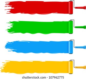 vector colorful paint rollers