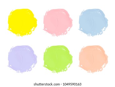 Vector colorful paint smear stroke stain set. Abstract textured art illustration. Acrylic Texture Paint Stain Illustration. Hand drawn brush strokes vector elements. Spring and summer colors.
