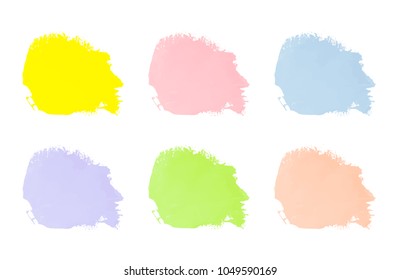 Vector colorful paint smear stroke stain set. Abstract textured art illustration. Acrylic Texture Paint Stain Illustration. Hand drawn brush strokes vector elements. Spring and summer colors.