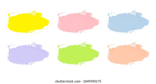 Vector colorful paint smear stroke stain set. Abstract textured art illustration. Acrylic Texture Paint Stain Illustration. Hand drawn brush strokes vector elements. Spring and summer colors.