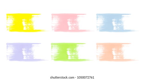 Vector colorful paint smear stroke stain set. Abstract textured art illustration. Acrylic Texture Paint Stain Illustration. Hand drawn brush strokes vector elements. Spring and summer colors.