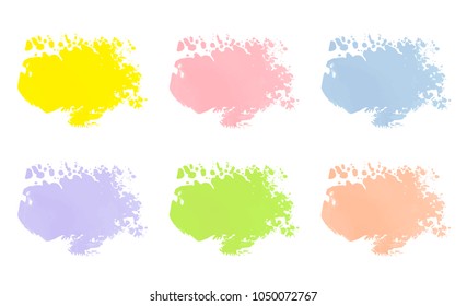 Vector colorful paint smear stroke stain set. Abstract textured art illustration. Acrylic Texture Paint Stain Illustration. Hand drawn brush strokes vector elements. Spring and summer colors.