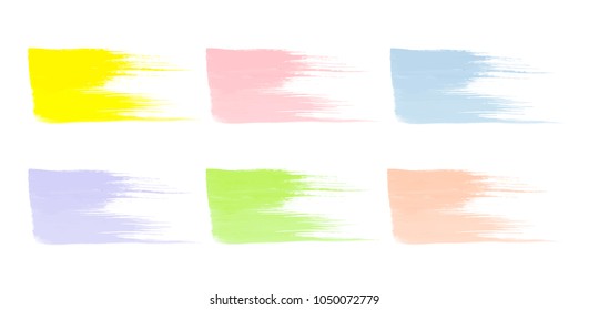 Vector colorful paint smear stroke stain set. Abstract textured art illustration. Acrylic Texture Paint Stain Illustration. Hand drawn brush strokes vector elements. Spring and summer colors.