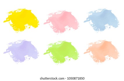 Vector colorful paint smear stroke stain set. Abstract textured art illustration. Acrylic Texture Paint Stain Illustration. Hand drawn brush strokes vector elements. Spring and summer colors.